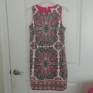 Pink and green sheath dress